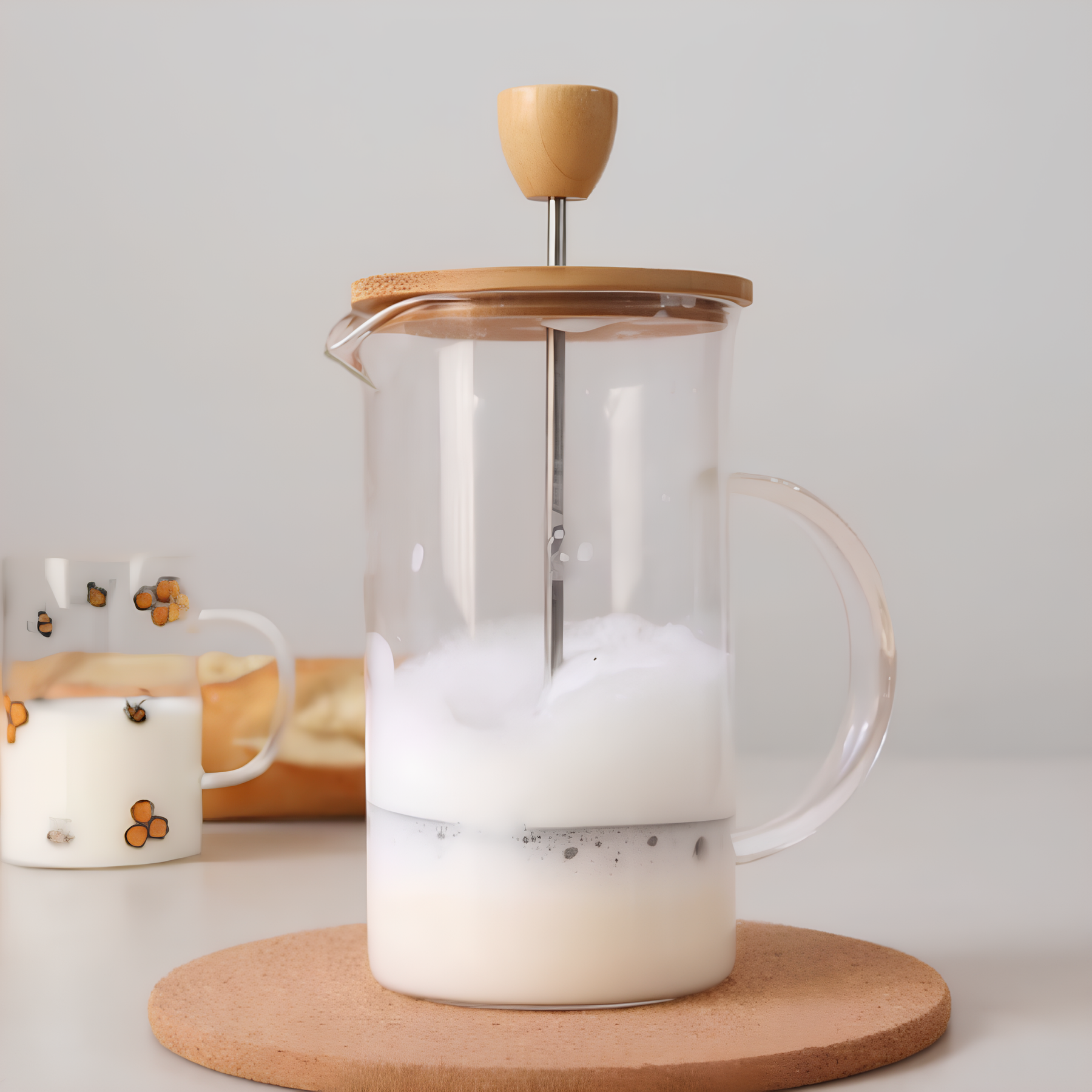 Cafeteira Prensa Francesa Vidro Borossilicato de Bambu Êza Decor