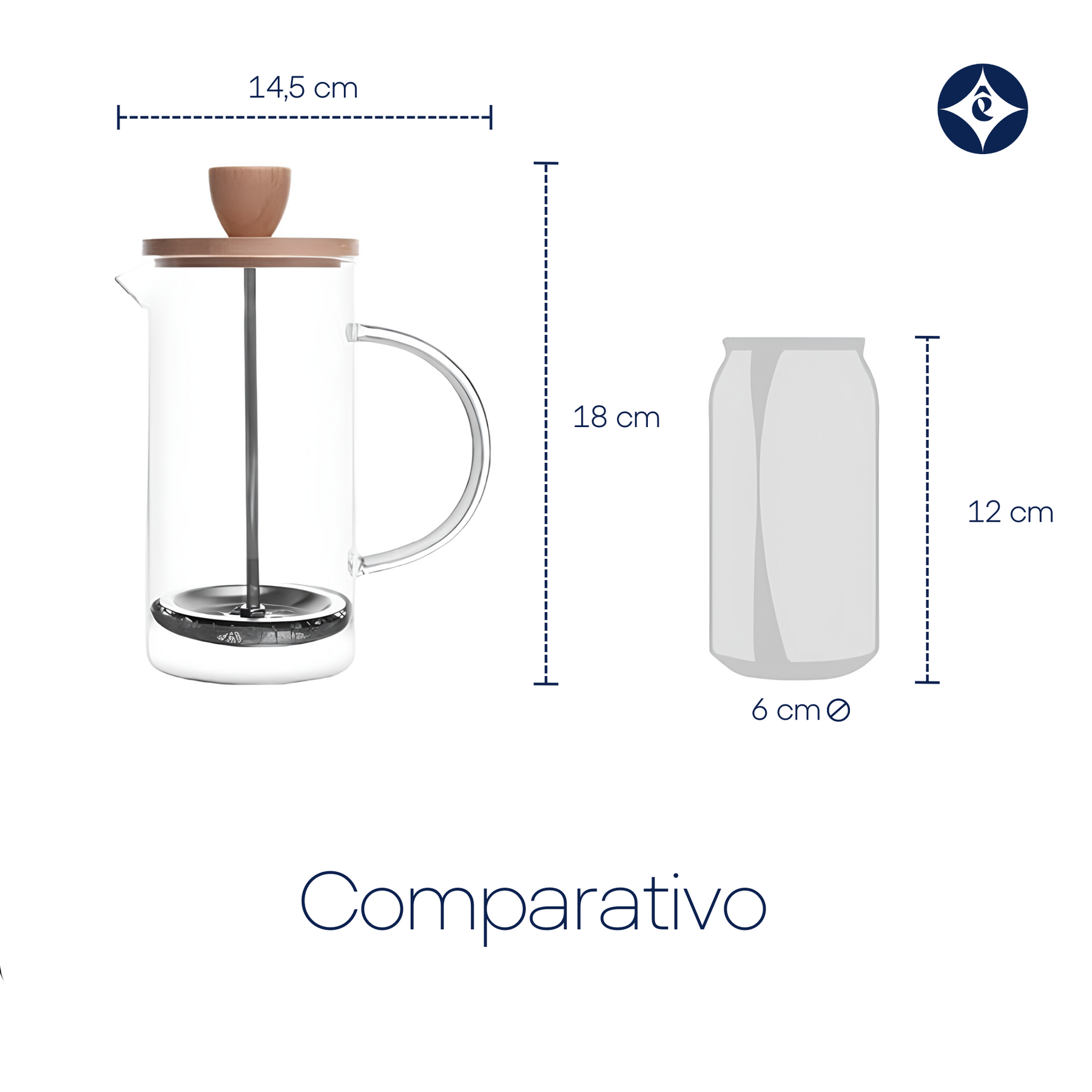 Cafeteira Prensa Francesa Vidro Borossilicato de Bambu Êza Decor