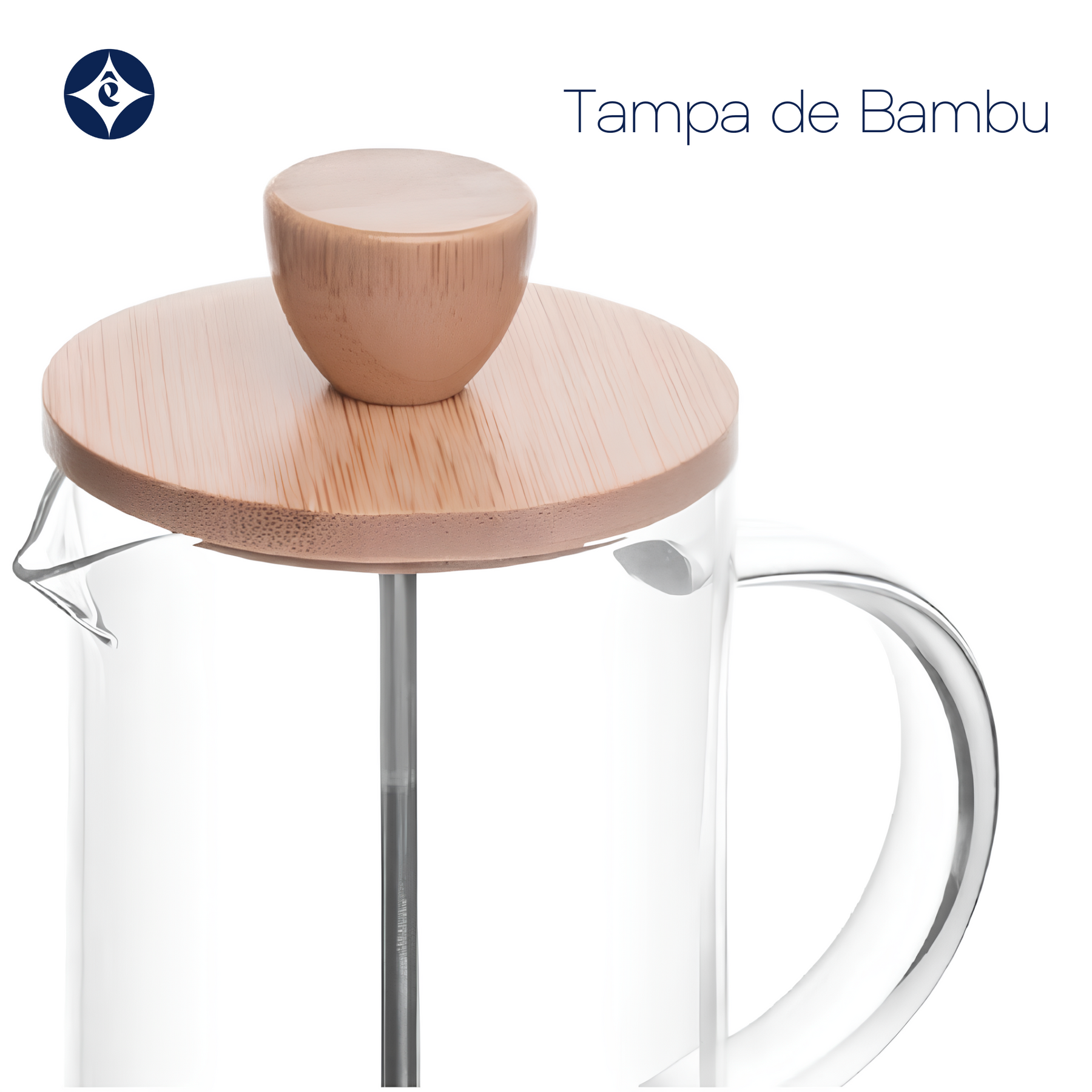 Cafeteira Prensa Francesa Vidro Borossilicato de Bambu Êza Decor