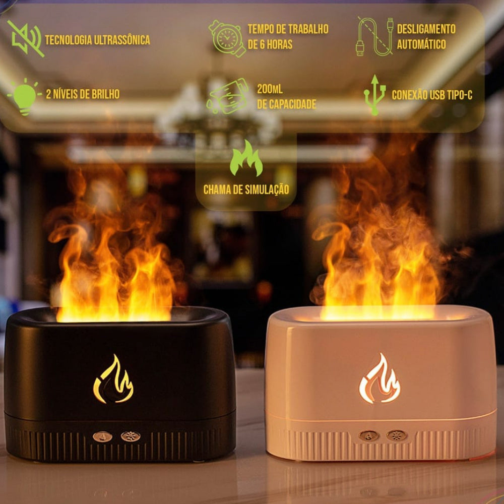 Umidificador e Difusor de Aromas ÊZA Flame Efeito de Chamas - EZA02CD
