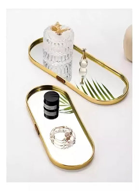 Bandeja Decorativa Dourada Espelhada  Êza Decor
