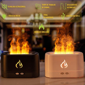 Umidificador e Difusor de Aromas ÊZA Flame Efeito de Chamas - EZA02CD